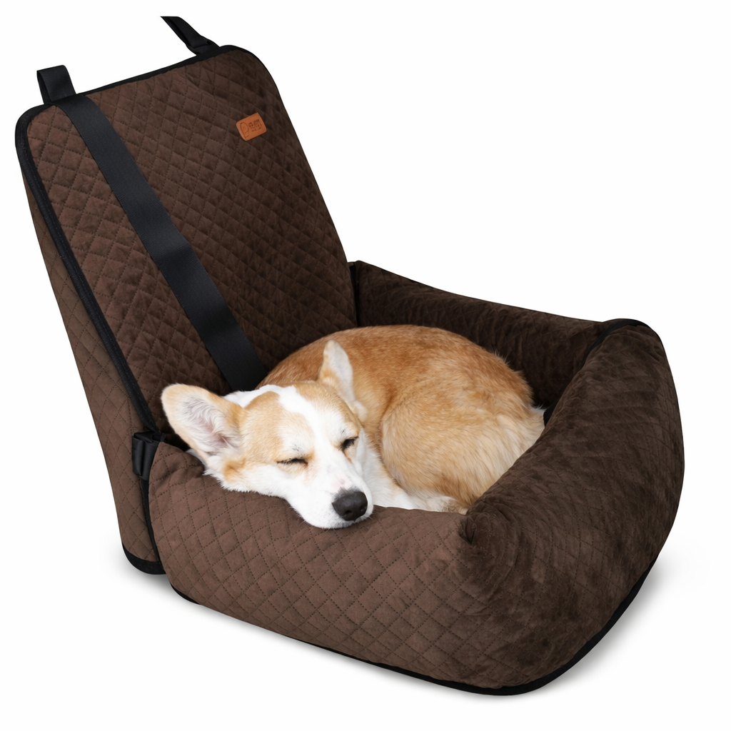 Dog Car Seat Booster with Safety Strap for Secure and Comfortable Travel