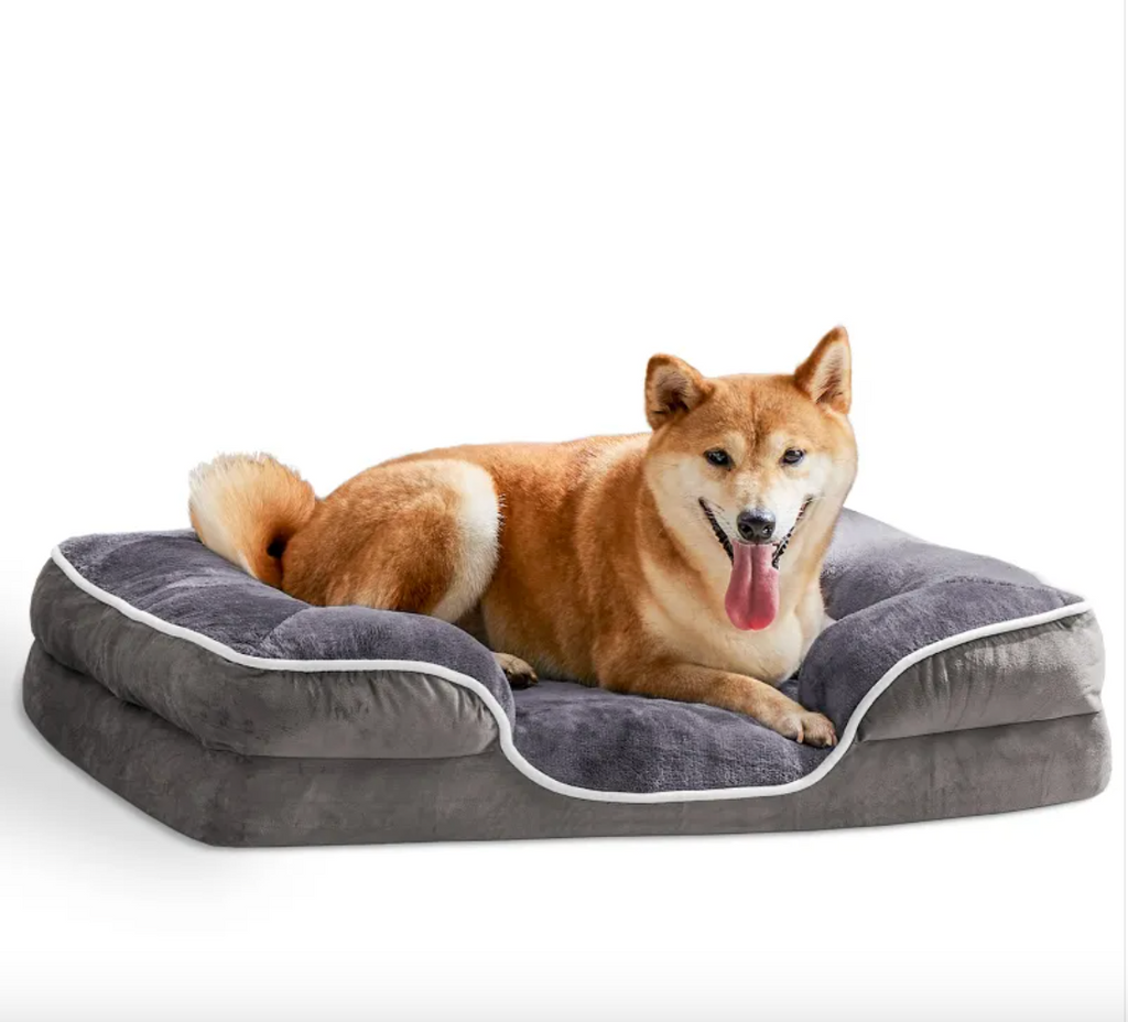 Orthopedic Memory Foam Dog Bed – Calming Bolster Support for Deep Sleep & Joint Relief