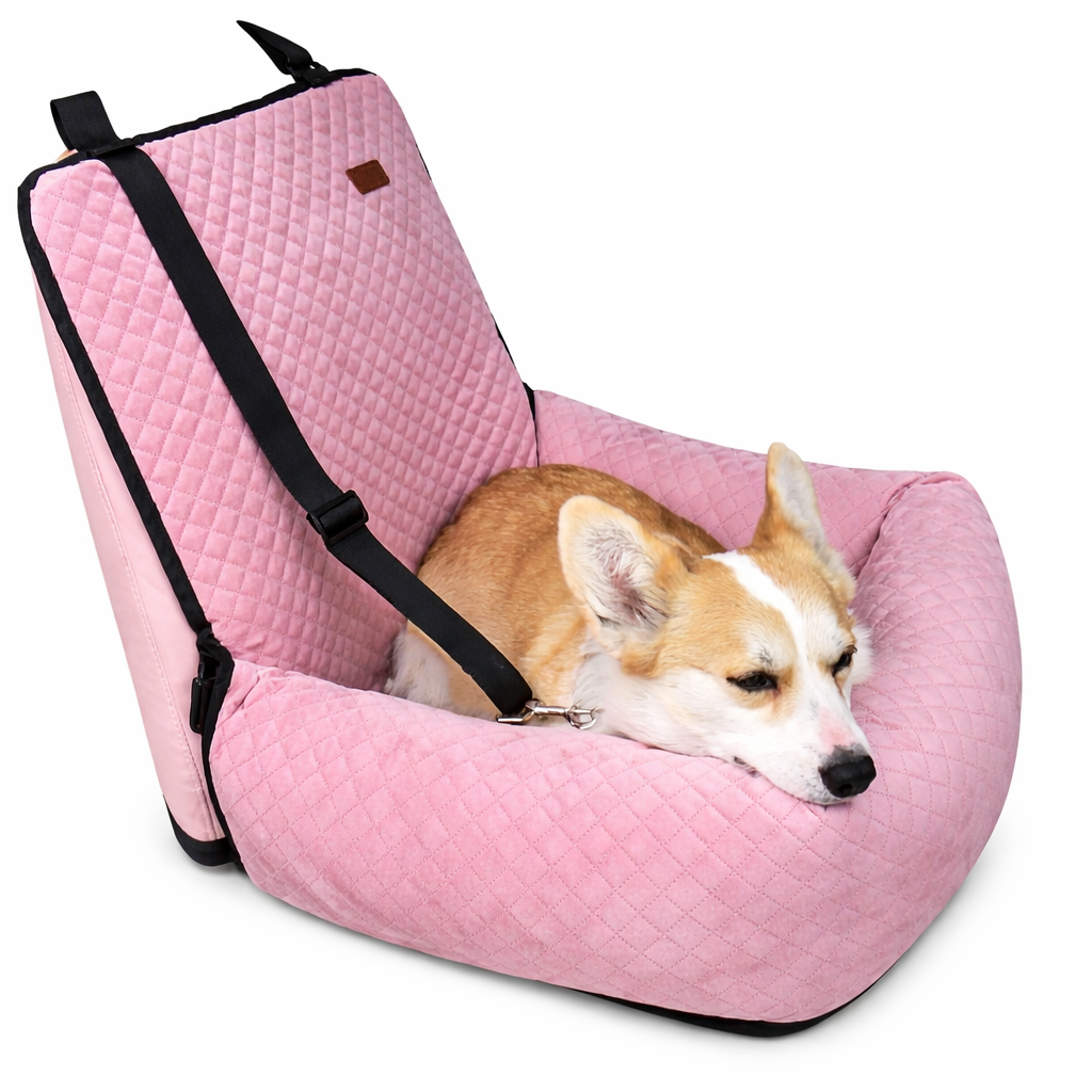 Dog Car Seat Booster with Safety Strap for Secure and Comfortable Travel
