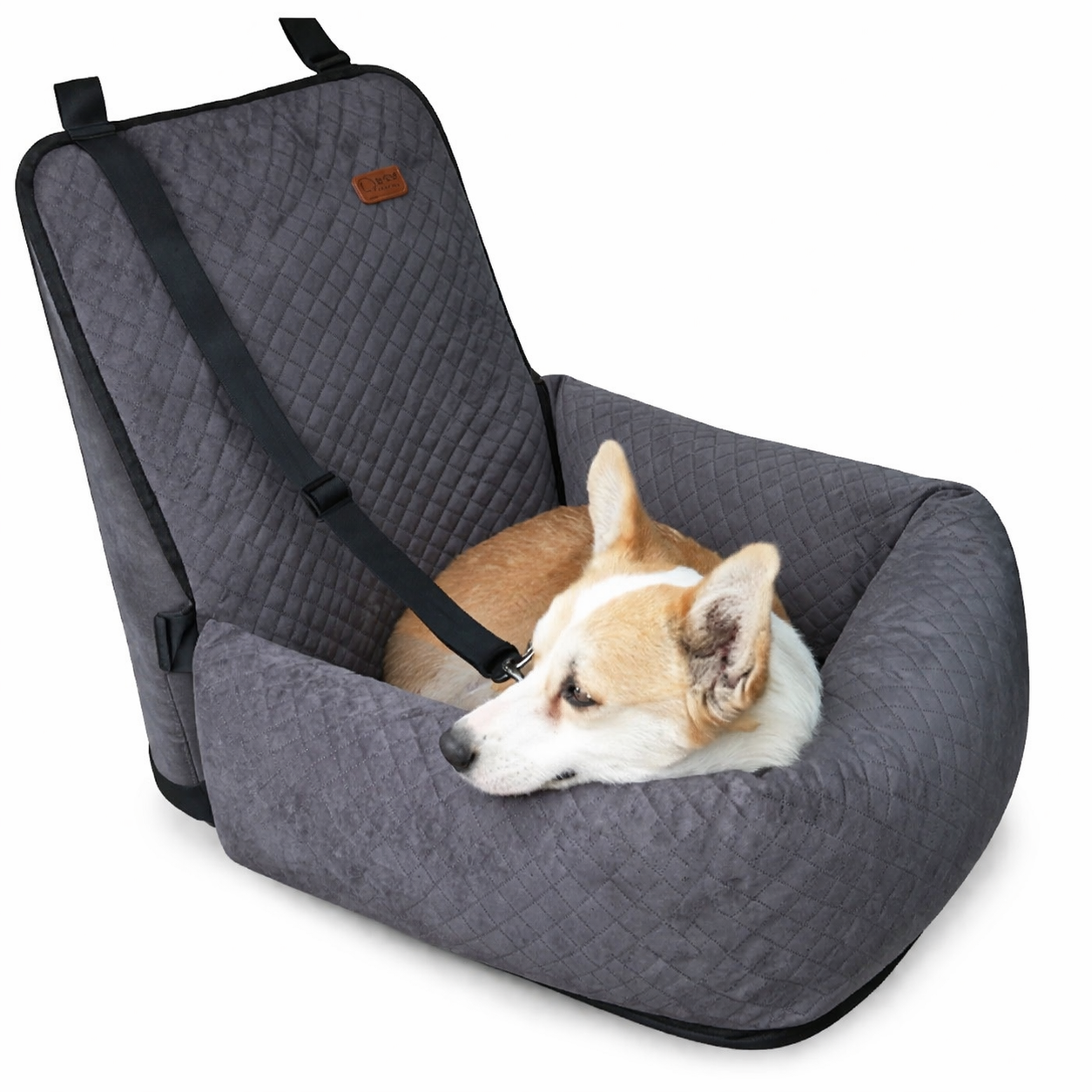 Dog Car Seat Booster with Safety Strap for Secure and Comfortable Travel