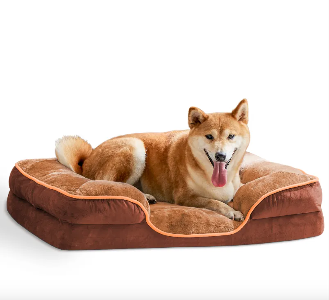 Orthopedic Memory Foam Dog Bed – Calming Bolster Support for Deep Sleep & Joint Relief