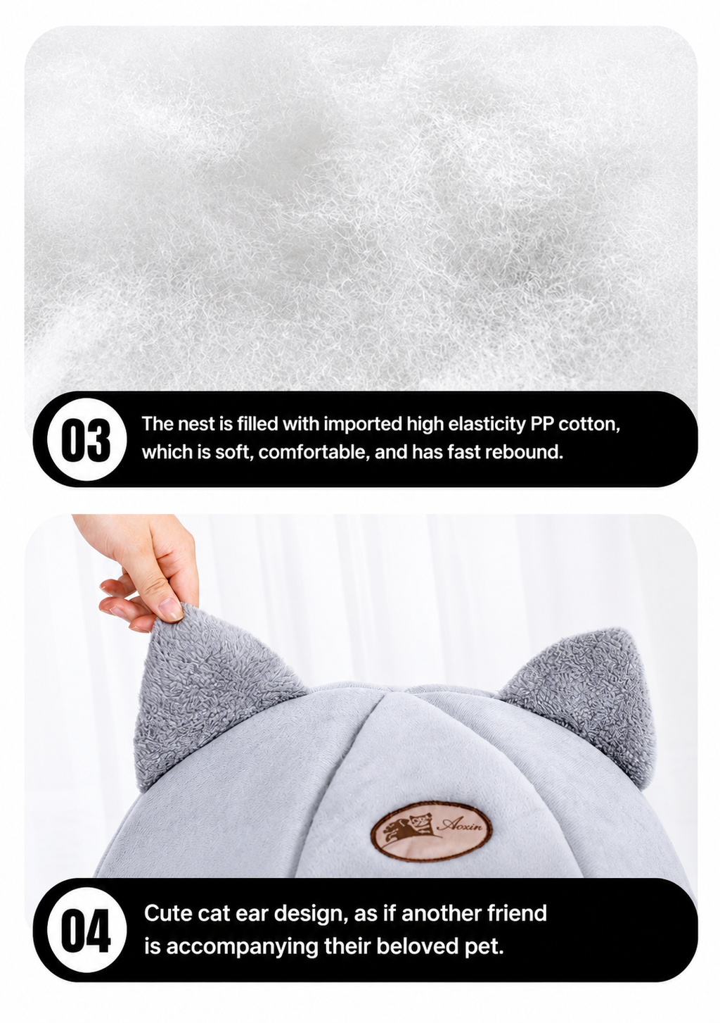 Enclosed Cozy Cat Cave Bed Hideout for Warm, Secure Sleep