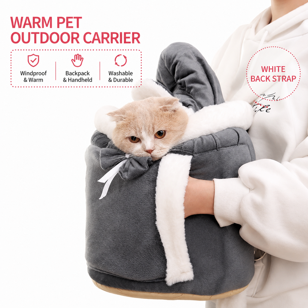 Cozy Cat Carrier Backpack – Soft Plush Travel Sling & Calming Pet Bed (4–12 lbs)
