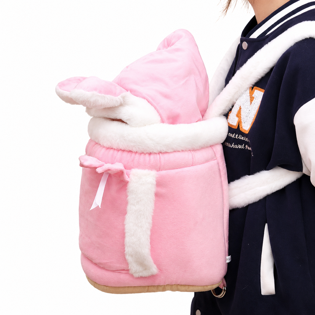 Cozy Cat Carrier Backpack – Soft Plush Travel Sling & Calming Pet Bed (4–12 lbs)