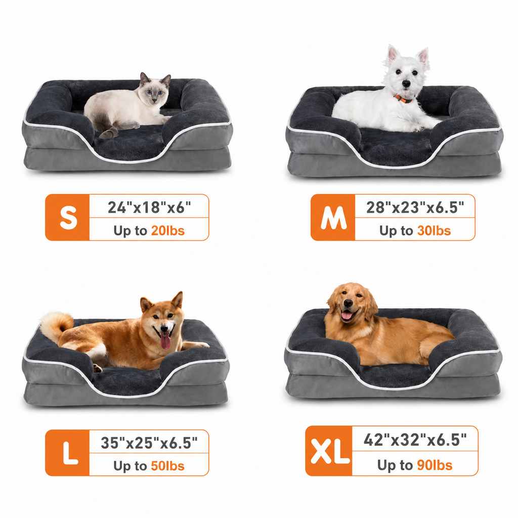 Orthopedic Memory Foam Dog Bed – Calming Bolster Support for Deep Sleep & Joint Relief