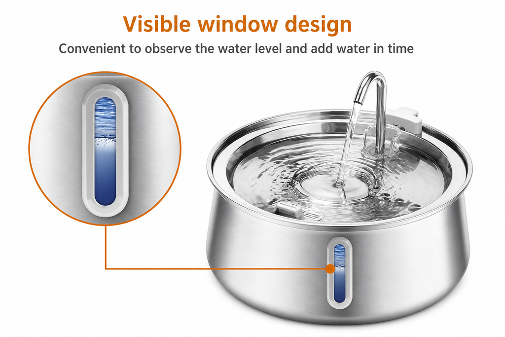 4L Stainless Steel Pet Water Fountain – Automatic Flow Drinking Dispenser for Dogs & Cats (US plug)