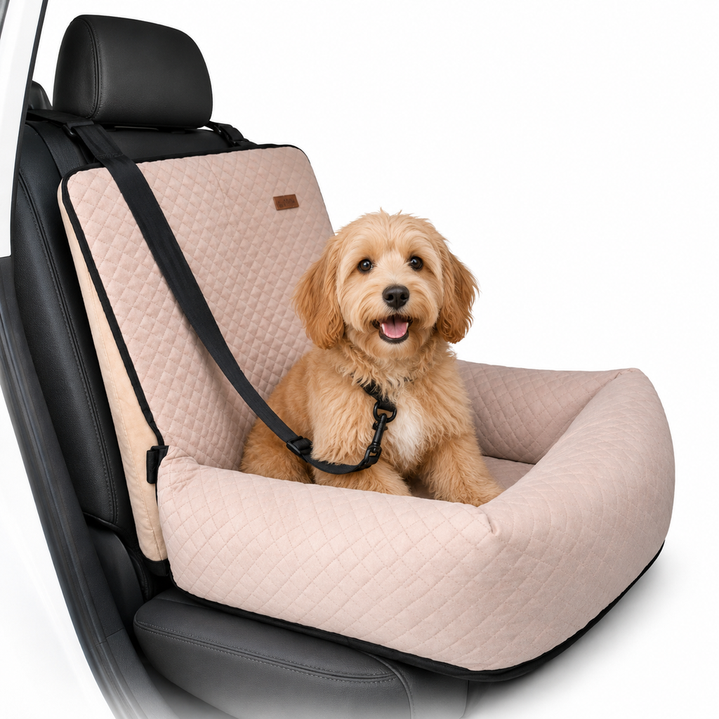 Dog Car Seat Booster with Safety Strap for Secure and Comfortable Travel