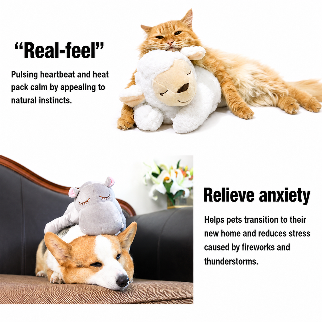 Heartbeat Calming Plush Toy – Anxiety Relief Companion for Dogs & Puppies