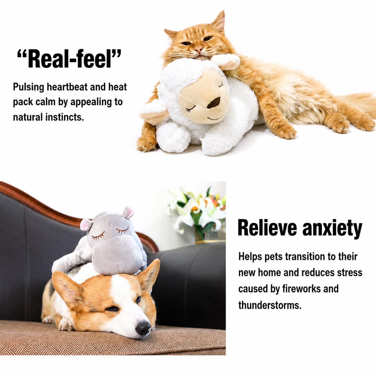 Heartbeat Calming Plush Toy – Anxiety Relief Companion for Dogs & Puppies