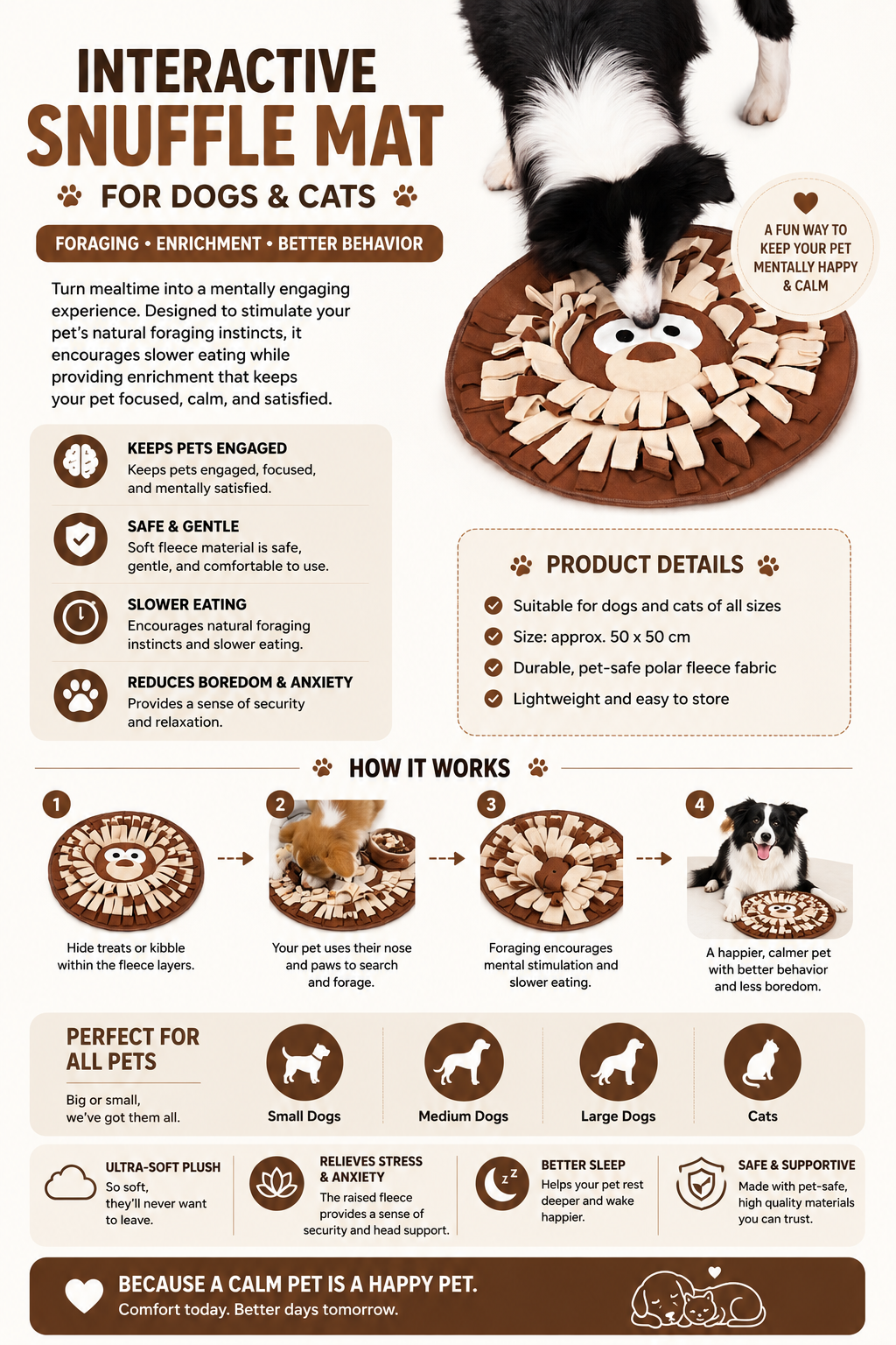 Interactive Snuffle Mat for Dogs and Cats – Foraging & Mental Stimulation Feeding Toy